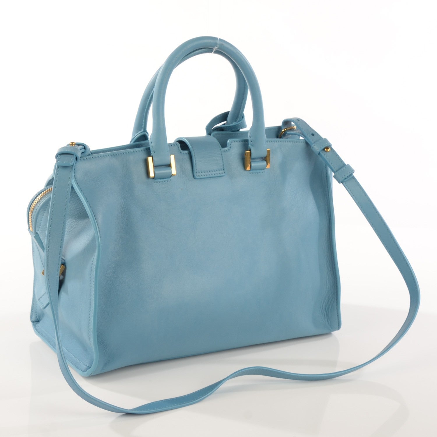 Saint Laurent Calfskin Small Classic Y Cabas Blue Glacier 3 of 7