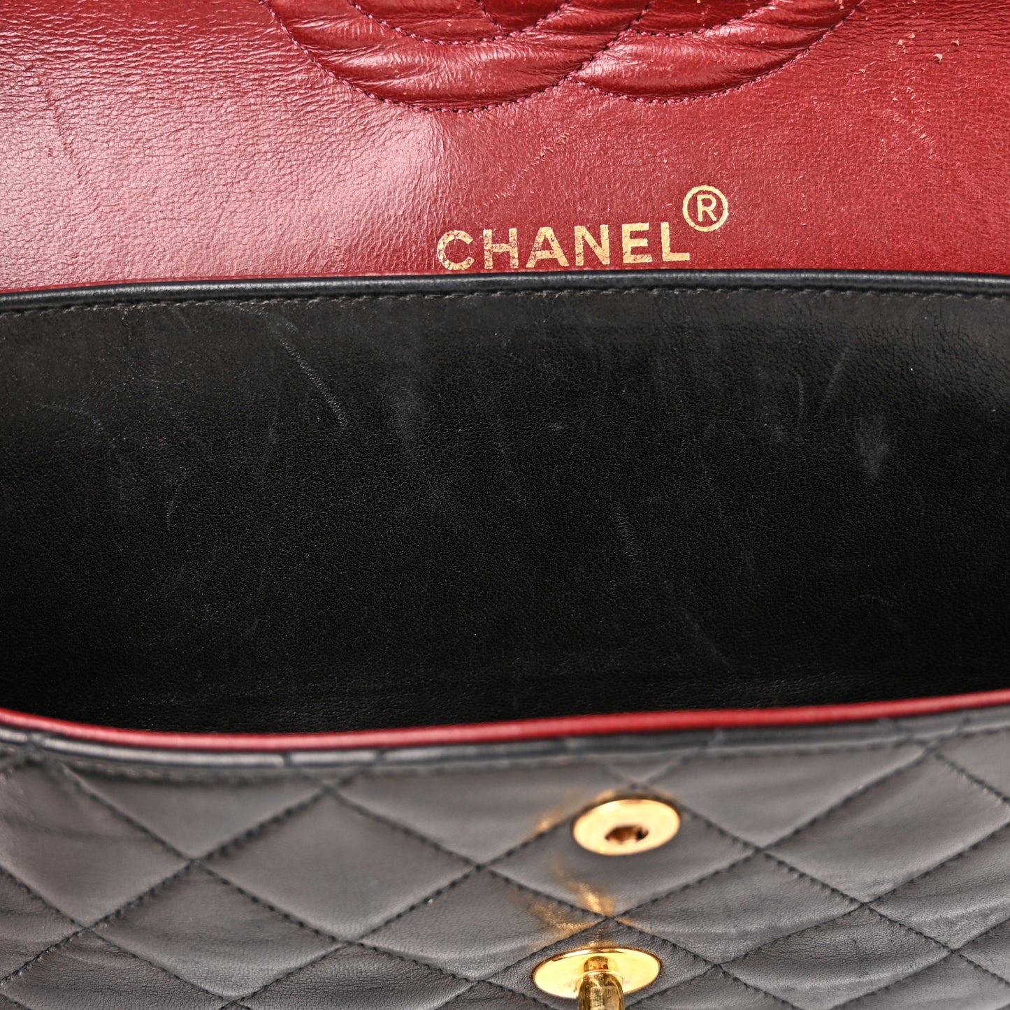 Lambskin Quilted Medium Double Flap Black