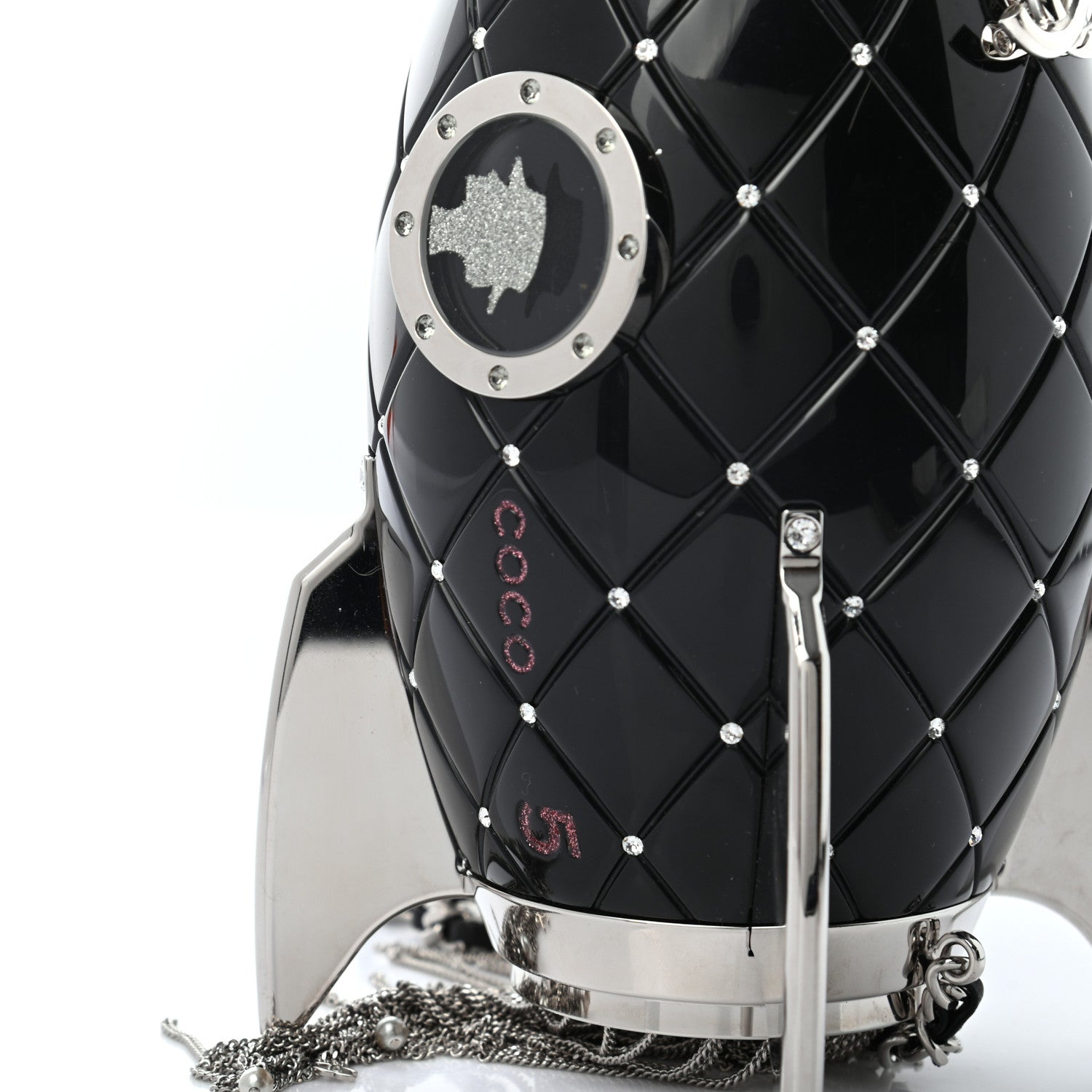 Chanel Plexiglass Crystal Rocket Ship Minaudière Clutch Black 8 of 8