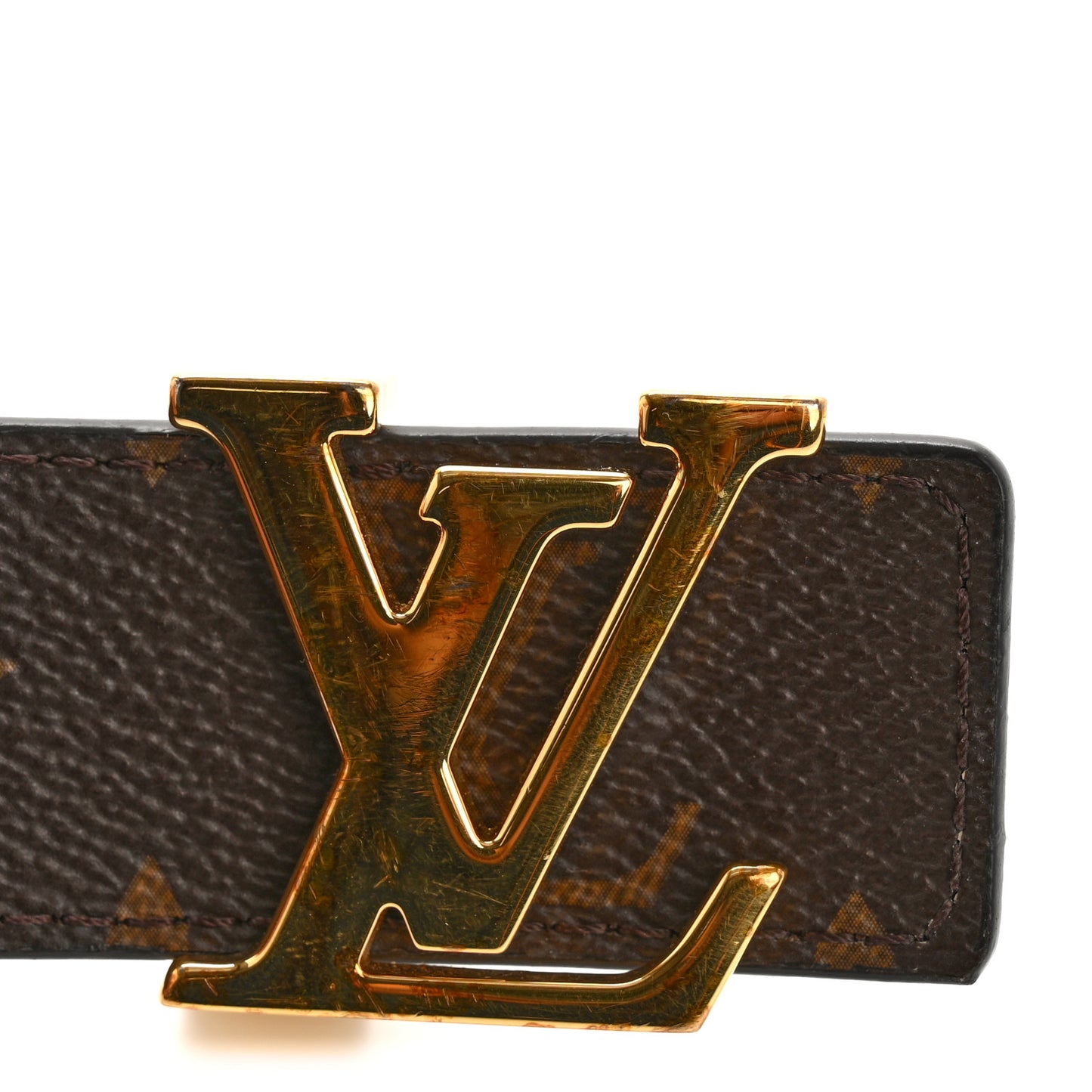 Calfskin Monogram 30mm LV Initiales Reversible Belt 80 32 Khaki