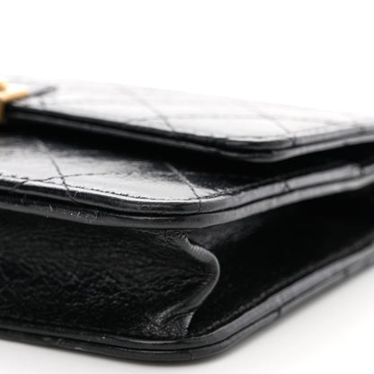 Chanel Aged Glazed Calfskin Stitched Golden Class CC Wallet on Chain WOC Black 11 of 13