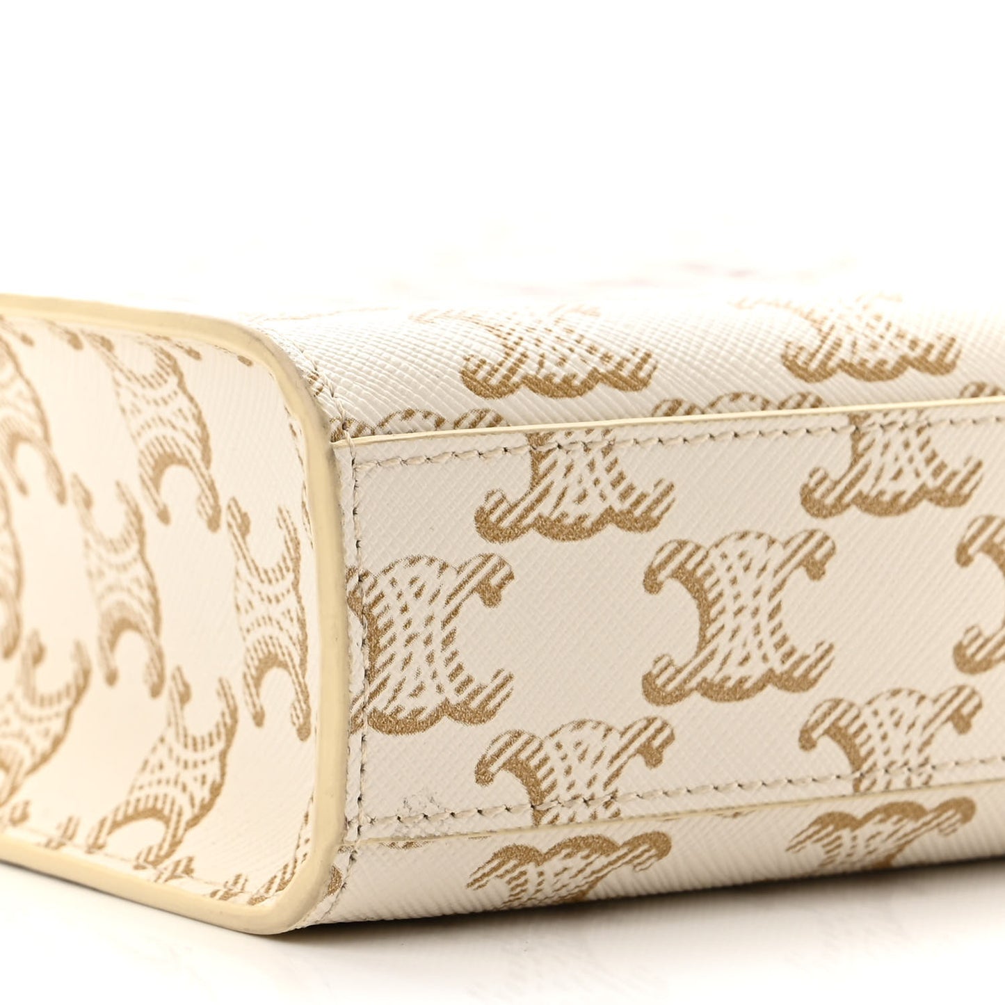 Triomphe Canvas Calfskin Mini Vertical Cabas White