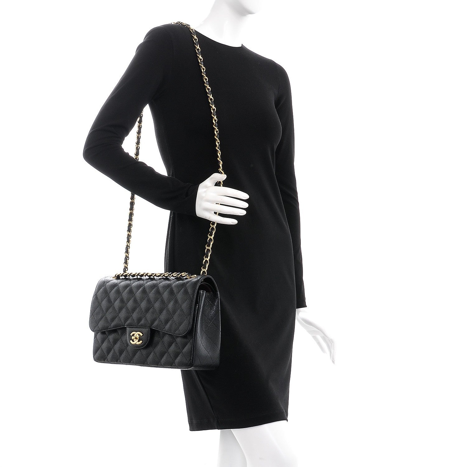 Chanel Caviar Quilted Jumbo Double Flap Black 2 of 9