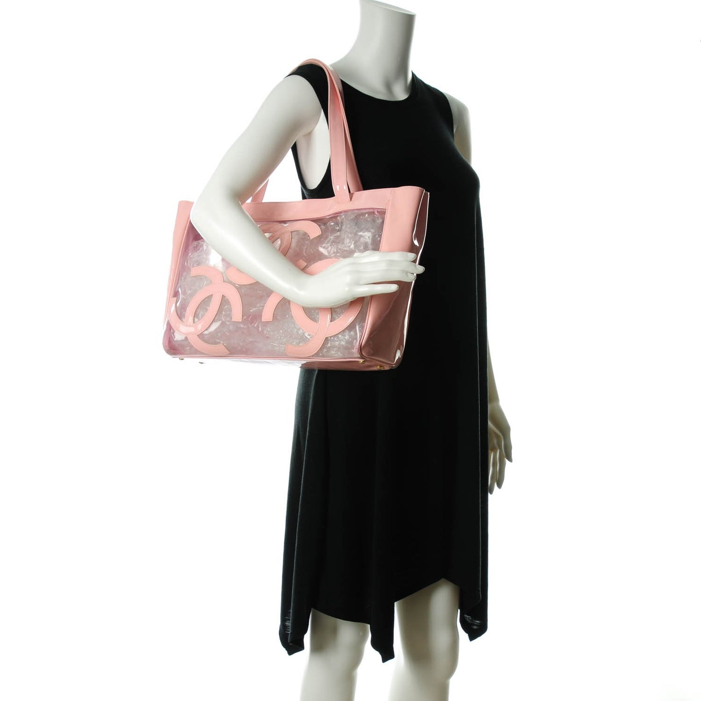 Vinyl Patent CC Logo Beach Tote Pink
