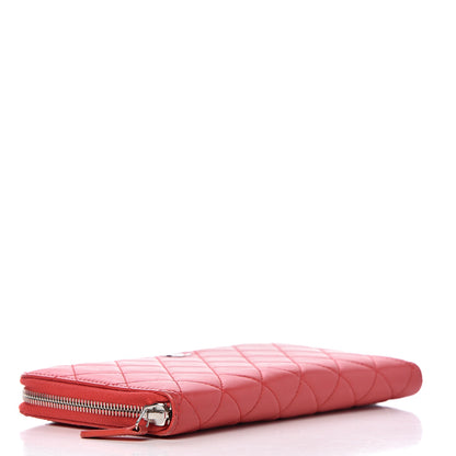 Chanel Lambskin Quilted Large Zip Around Organizer Wallet Red 4 of 14