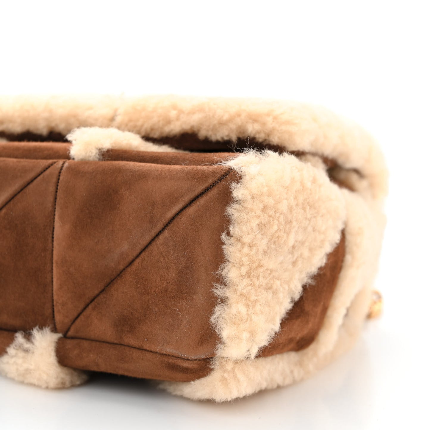Suede Shearling Patchwork Monogram Medium Jamie Brown Beige