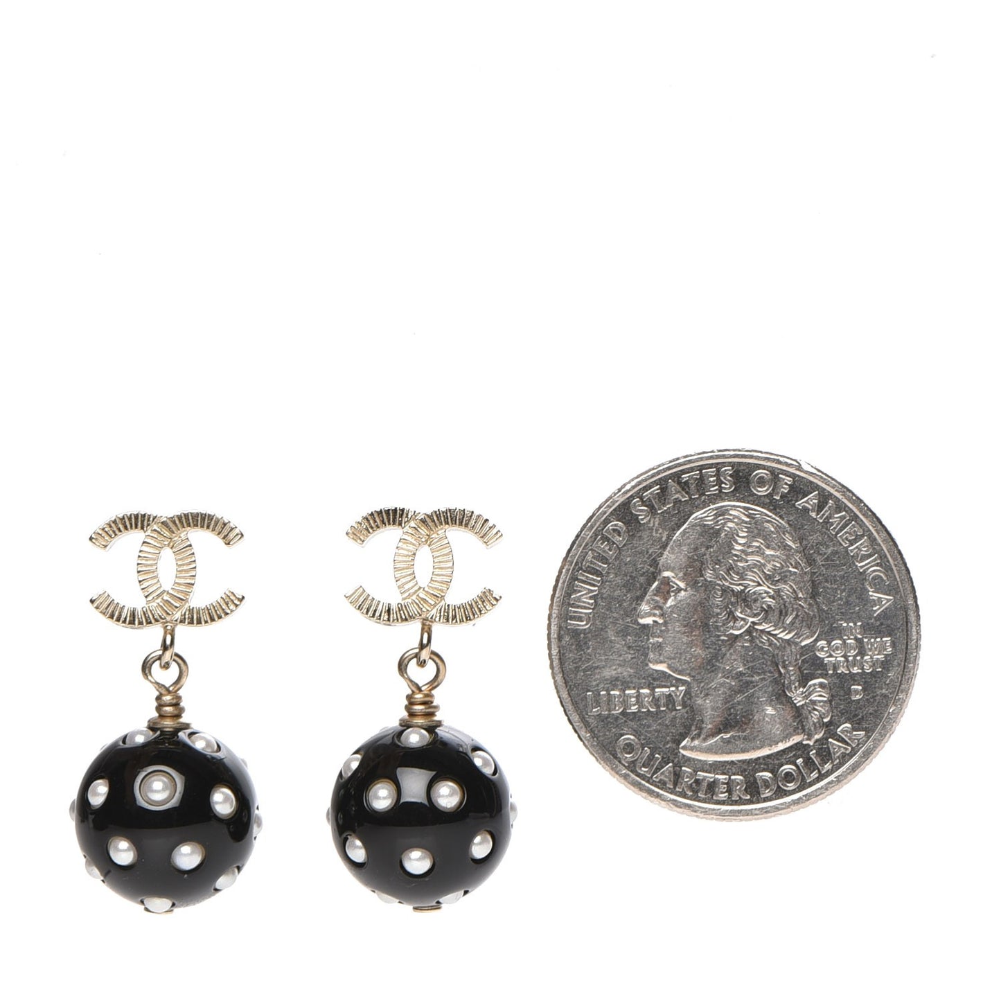Resin CC Drop Earrings Gold Black White