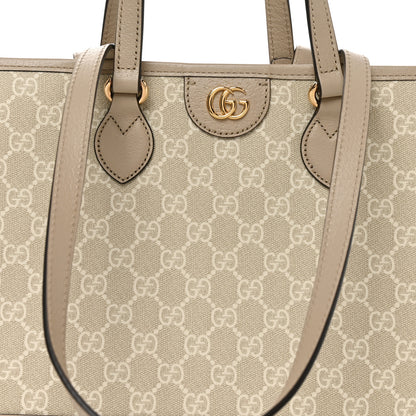 Gucci GG Supreme Monogram Textured Dollar Calfskin Small Ophidia Shoulder Tote Bag Beige Mystic White Oatmeal 8 of 10