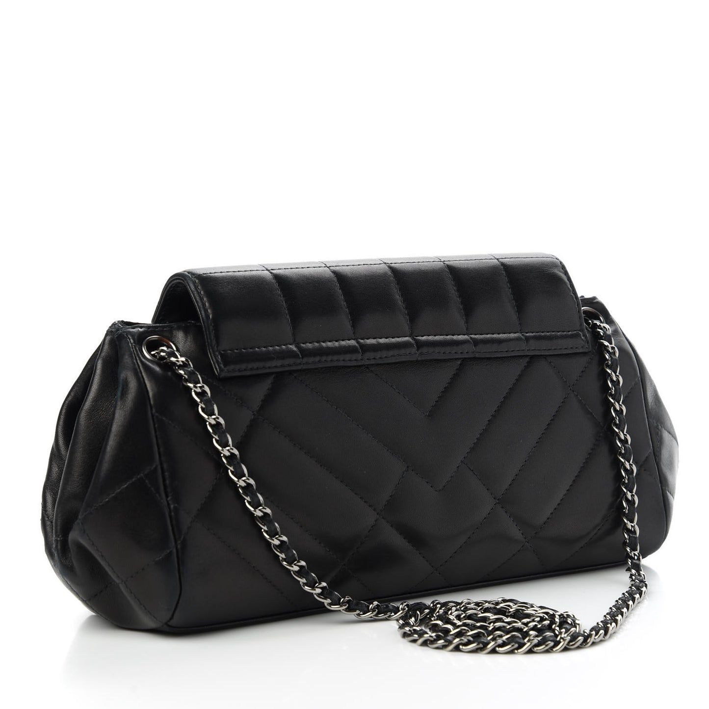 Lambskin Quilted Accordion Flap Black