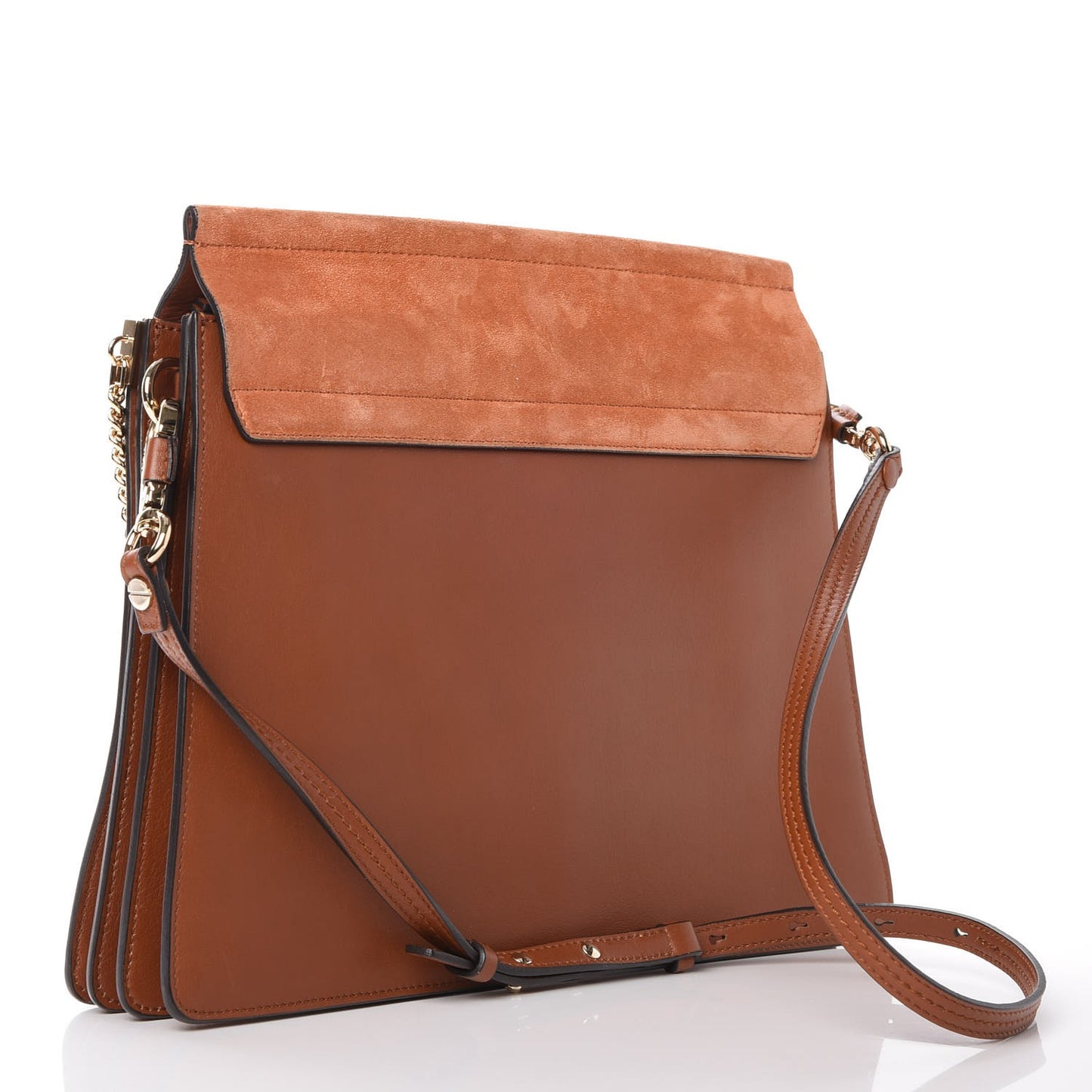 Suede Calfskin Medium Faye Shoulder Bag Tobacco