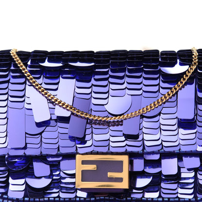 Fendi Sequin Paillettes Shiny Nappa Sex and the City Nano Baguette Charm Viola Purple Rain 10 of 11