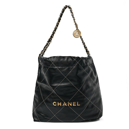 Chanel Shiny Calfskin Quilted Small Chanel 22 Black 3 of 9
