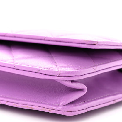 Chanel Lambskin Quilted Wallet On Chain WOC Purple 11 of 12