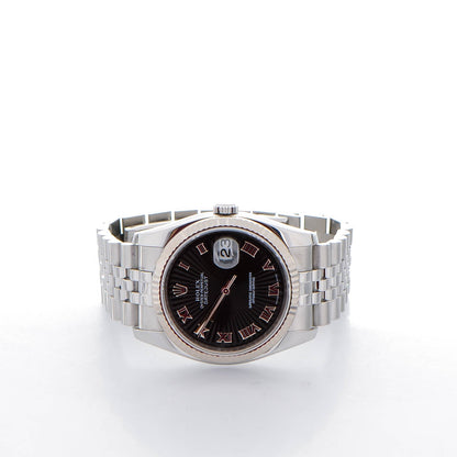 Rolex Stainless Steel 18K White Gold 36mm Oyster Perpetual Datejust Watch Black Roman 116234 3 of 7