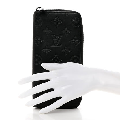 Louis Vuitton Calfskin Monogram Shadow Vertical Zippy Wallet Black 2 of 6