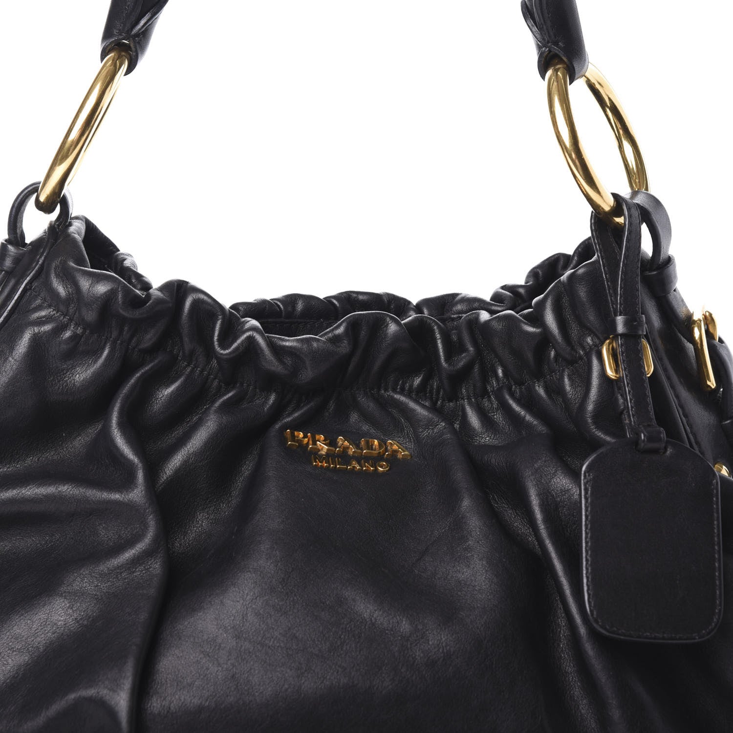 Prada Soft Calfskin Pleated Hobo Black 6 of 9
