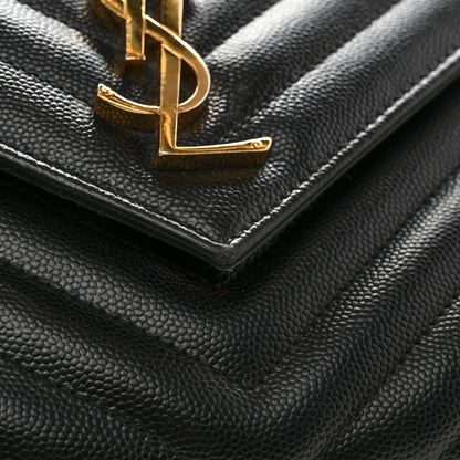 Saint Laurent Grain De Poudre Matelasse Chevron Medium Monogram Satchel Black 12 of 13