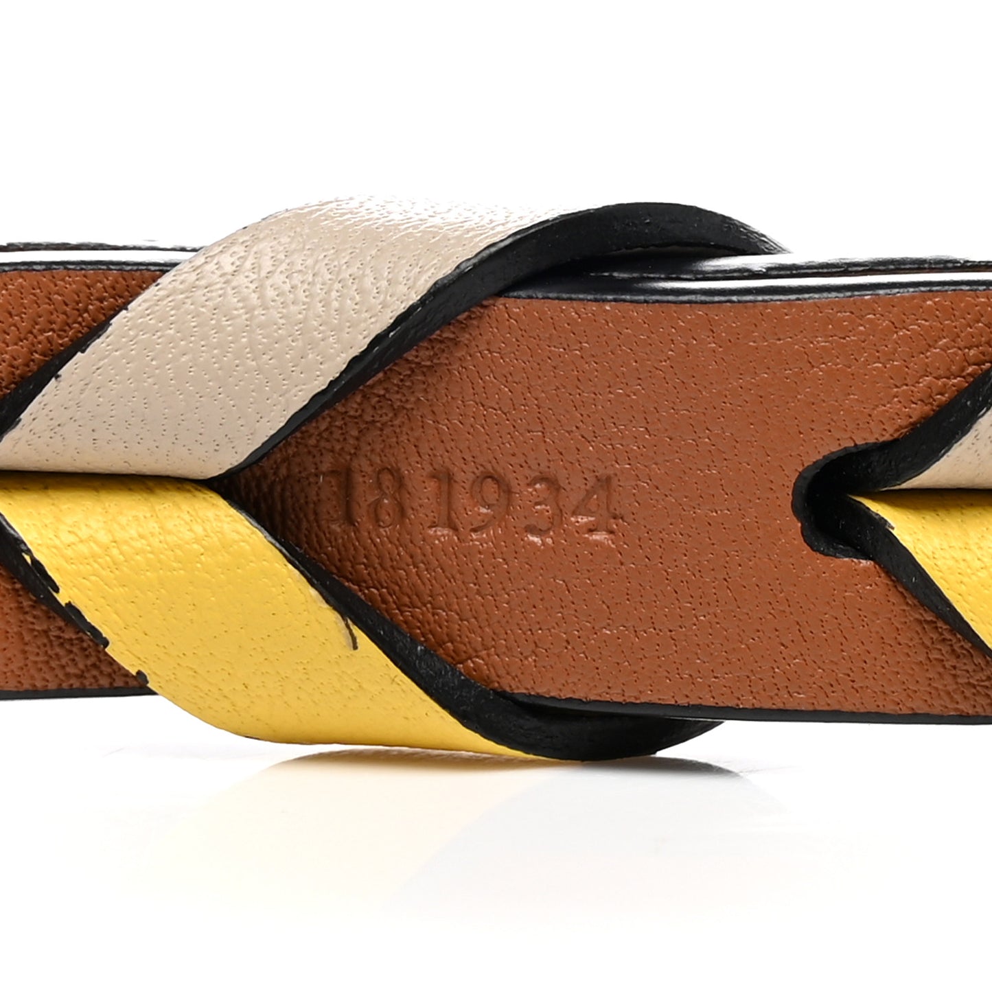 Calfskin Braided Strap Tan Multicolor