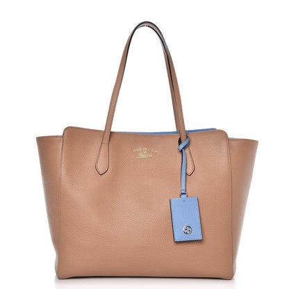 Gucci Dollar Calfskin Medium Swing Tote Camelia Mineral Blue 1 of 6