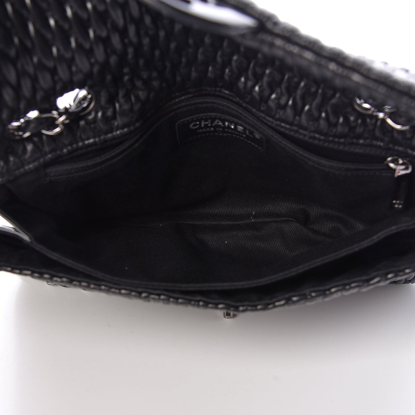 Vinyl Lambskin Quilted Shoulder Flap Black