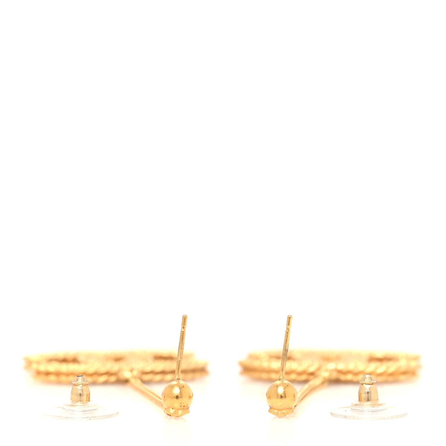 Chanel CC Drop Earrings Matte Gold 3 of 4
