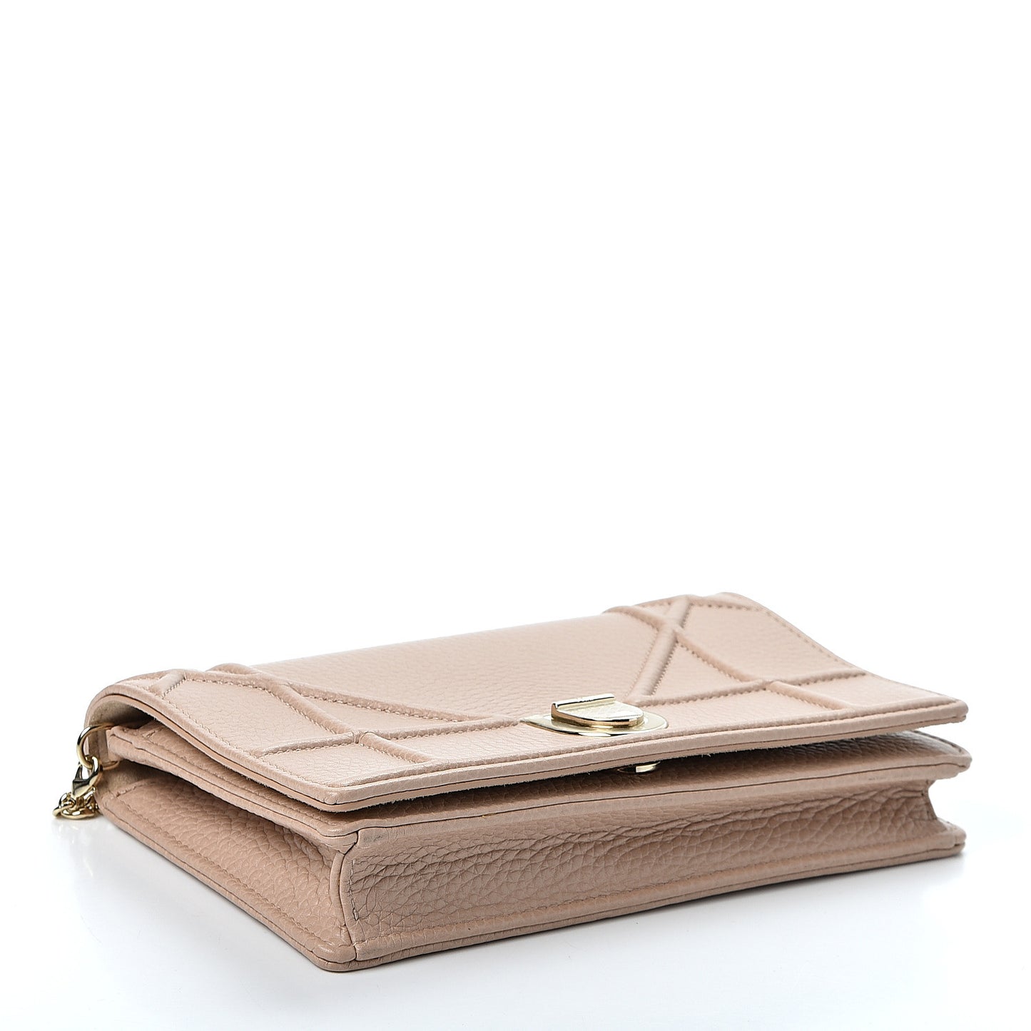 Grained Calfskin Diorama Wallet on Chain Pouch Nude