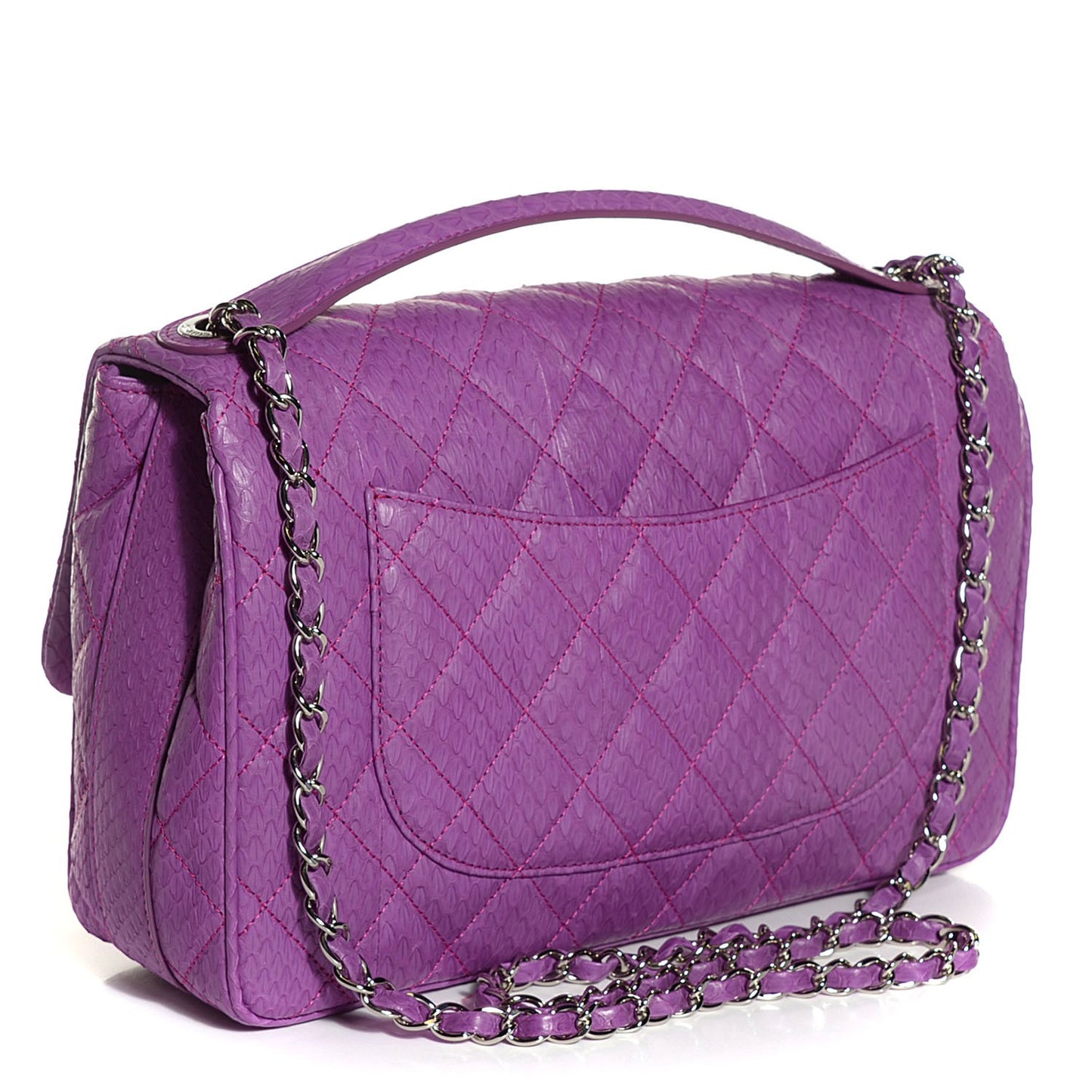Elaphe Snakeskin Quilted Jumbo Easy Carry Flap Purple