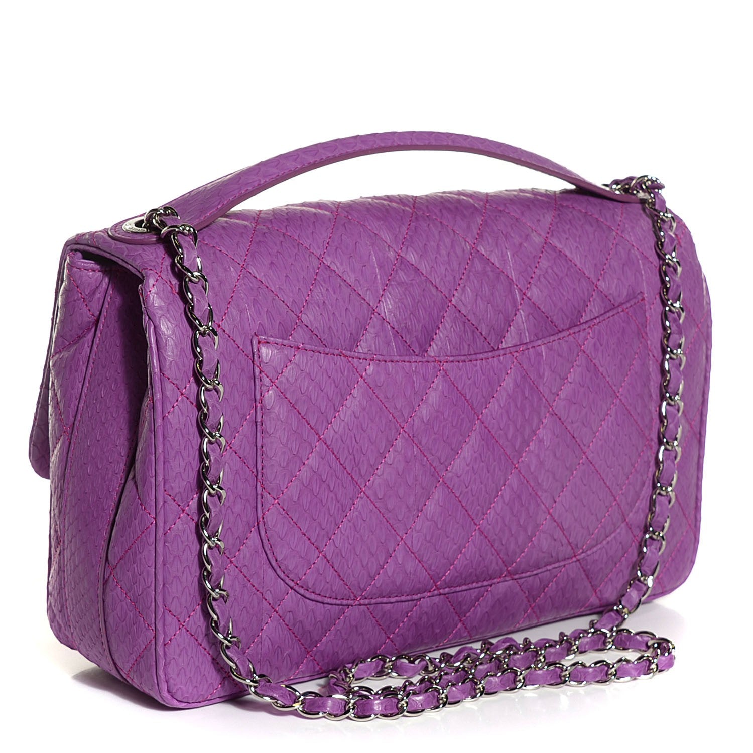 Chanel Elaphe Snakeskin Quilted Jumbo Easy Carry Flap Purple 12 of 16