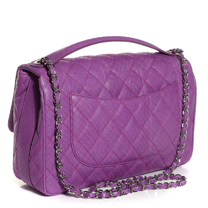 Chanel Elaphe Snakeskin Quilted Jumbo Easy Carry Flap Purple 12 of 16