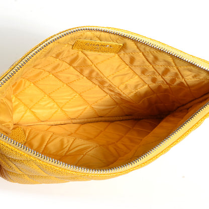 Chanel Caviar Quilted Medium Cosmetic Case Yellow 5 of 6