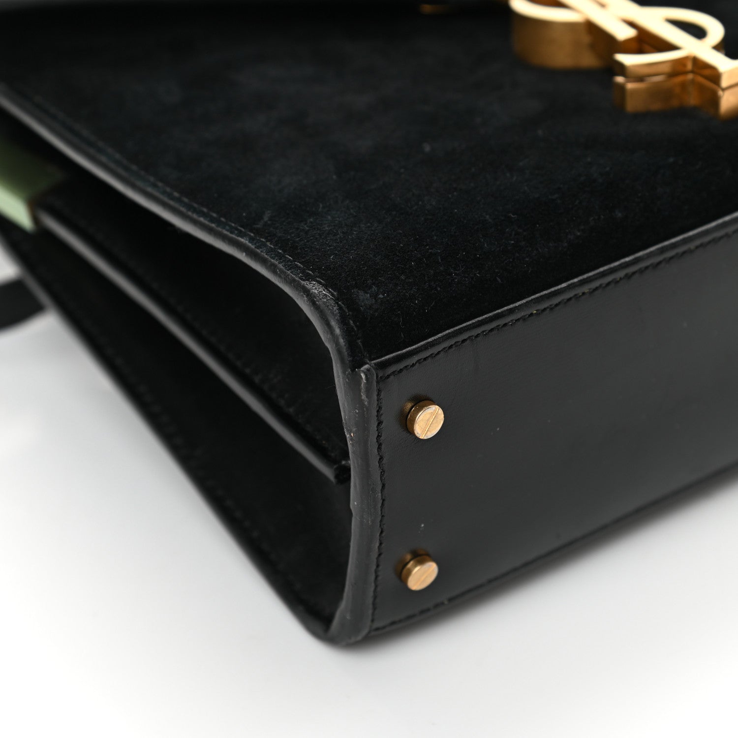 Saint Laurent Suede Leopard Print Mini Classic Monogram Cassandra Top Handle Manto Naturale Black 7 of 17