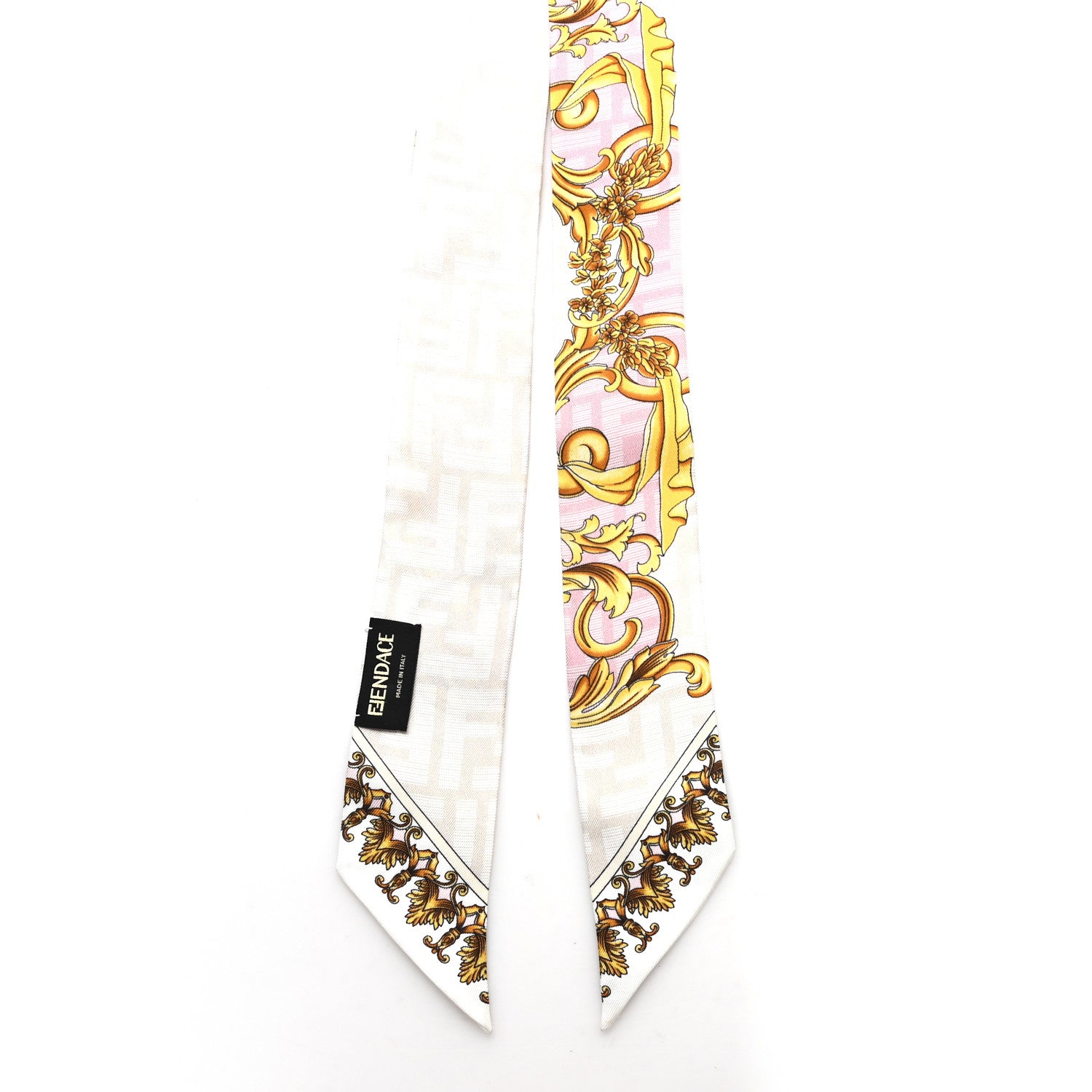 Fendi X VERSACE Silk FF Baroque Fendace Wrappy Scarf White Multicolor 2 of 3