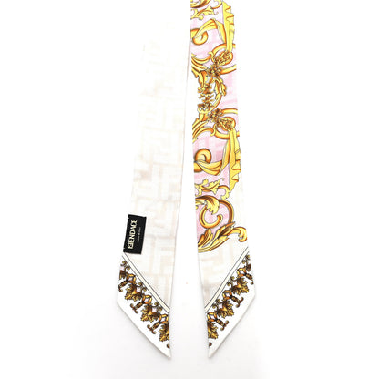 Fendi X VERSACE Silk FF Baroque Fendace Wrappy Scarf White Multicolor 2 of 3