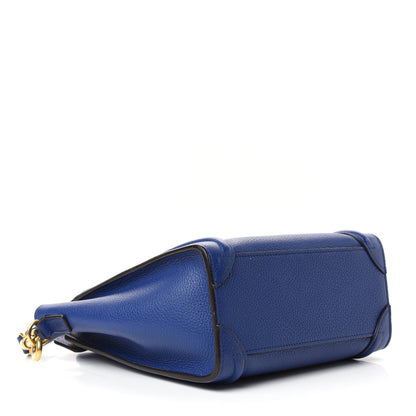 Celine Drummed Calfskin Nano Luggage Indigo 4 of 9