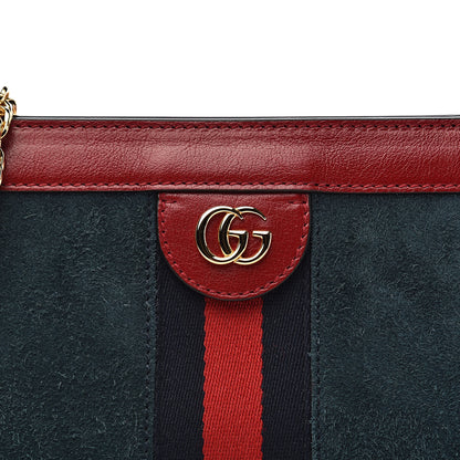 Gucci Suede Calfskin Web Small Ophidia Chain Shoulder Bag New Blue Romantic Cherry 12 of 12