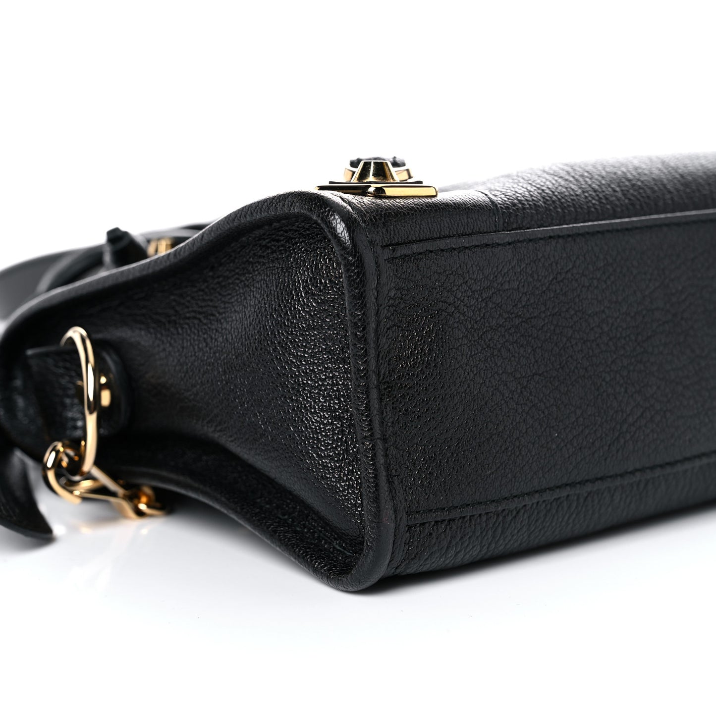 Chevre Gold Metallic Edge Hardware Mini City Black
