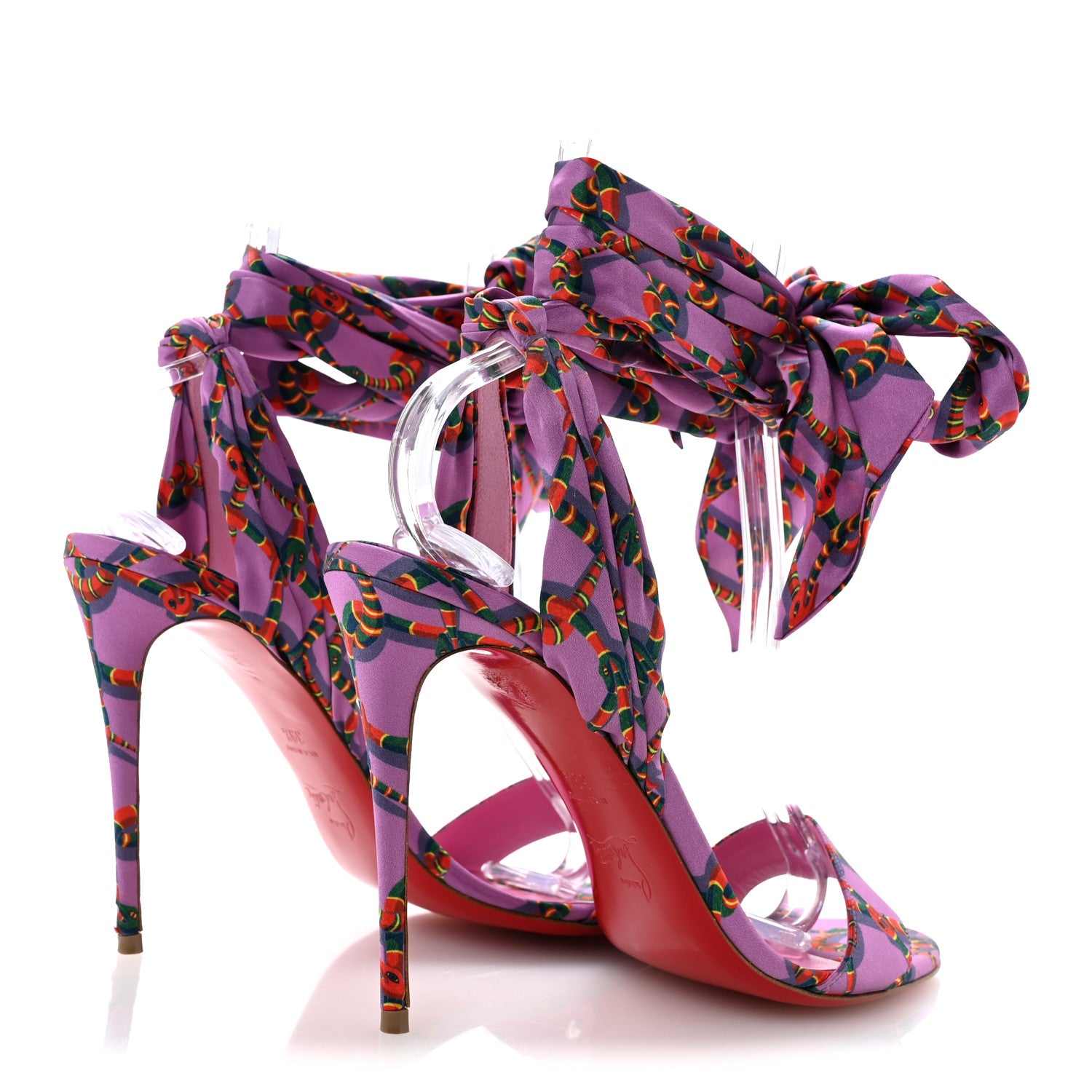 Christian Louboutin Crepe Satin Naja Chain Sandale Du Desert 100 Ankle Wrap Sandals 39.5 Gummy 5 of 10