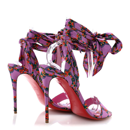 Christian Louboutin Crepe Satin Naja Chain Sandale Du Desert 100 Ankle Wrap Sandals 39.5 Gummy 5 of 10