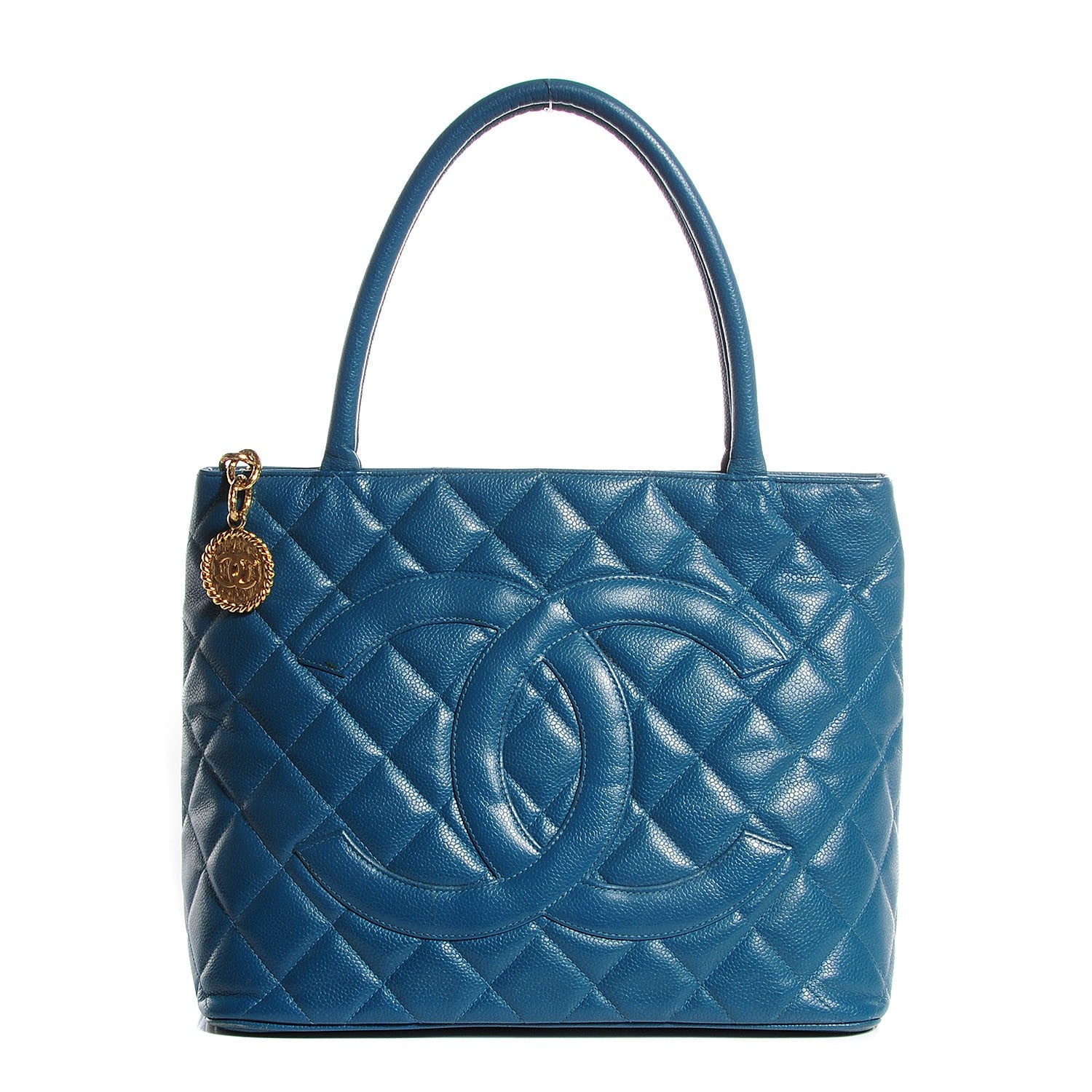 Chanel Caviar Quilted Medallion Tote Blue 1 of 8