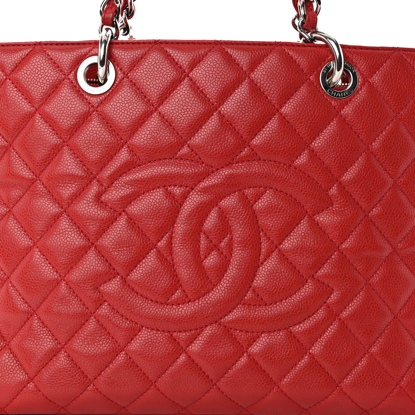 Caviar Quilted Grand Shopping Tote GST Red