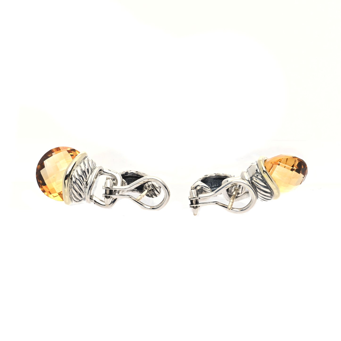 Sterling Silver 14K Yellow Gold Citrine Acorn Earrings
