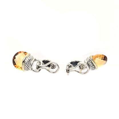 David Yurman Sterling Silver 14K Yellow Gold Citrine Acorn Earrings 3 of 5