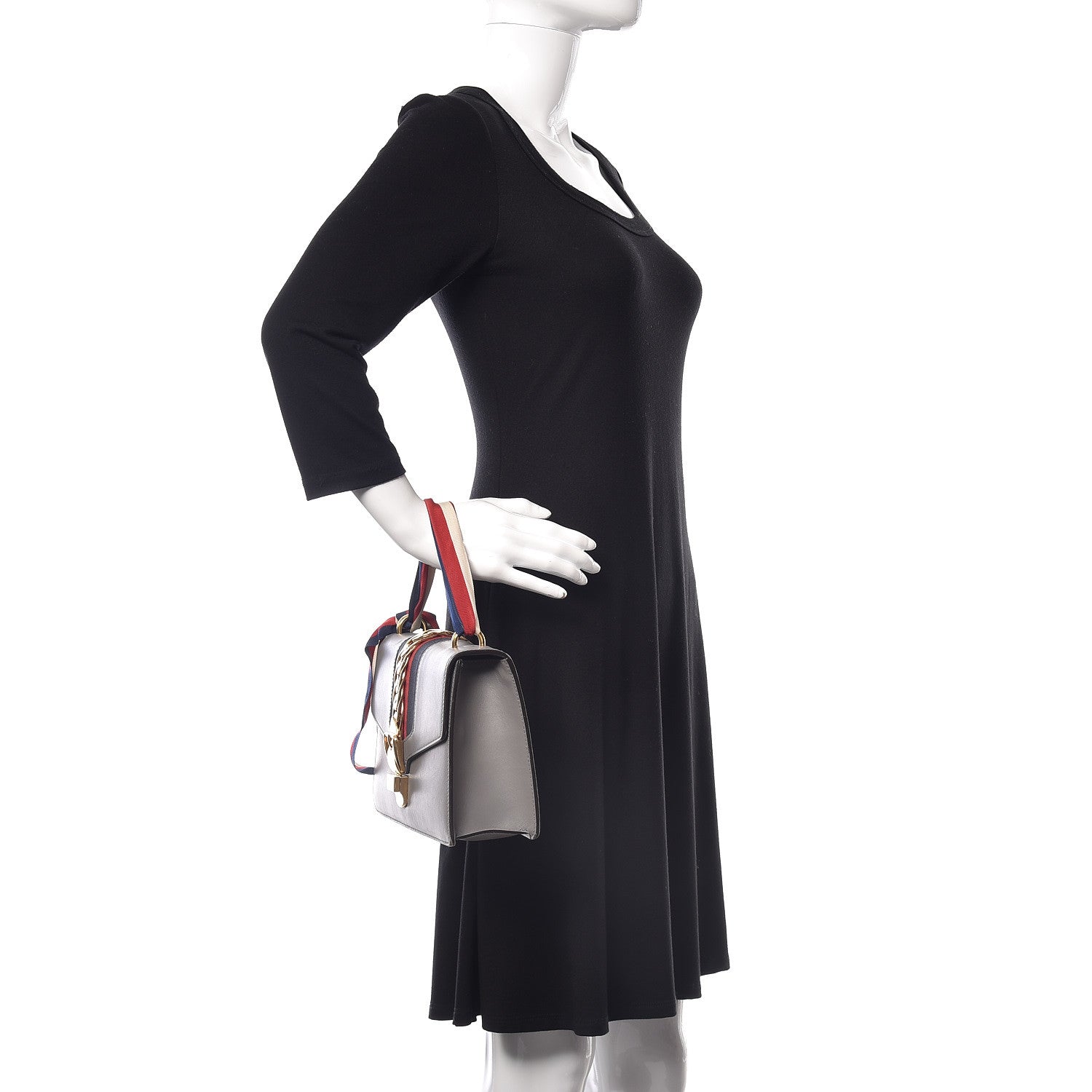 Gucci Calfskin Small Sylvie Shoulder Bag Deep Grey 2 of 30