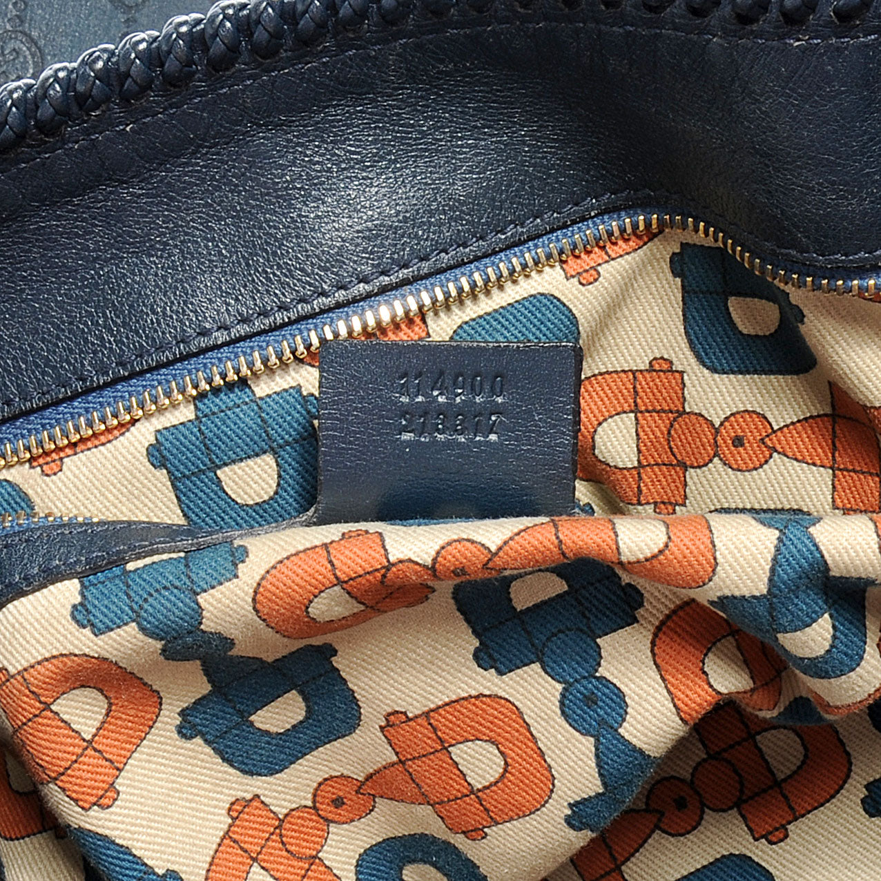 Guccissima Large Horsebit Chain Hobo Blue