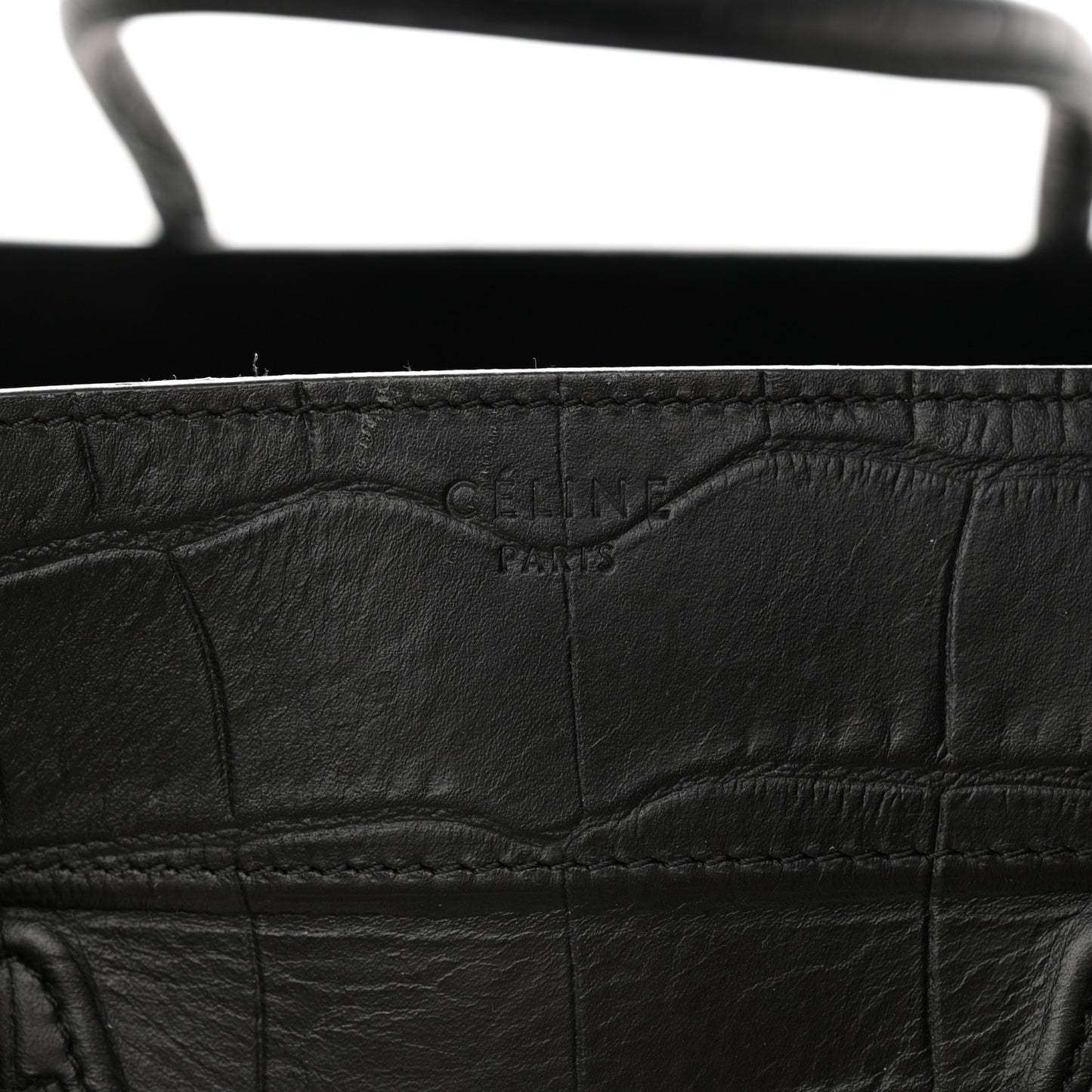 Crocodile Embossed Calfskin Medium Phantom Luggage Black