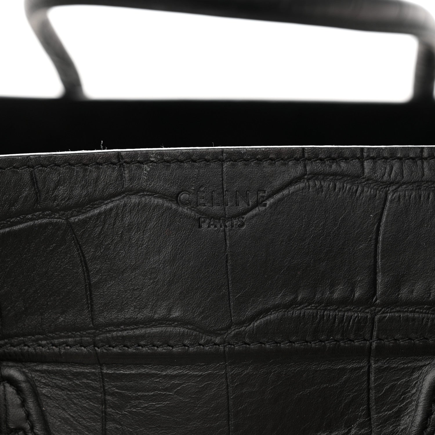 Celine Crocodile Embossed Calfskin Medium Phantom Luggage Black 6 of 16