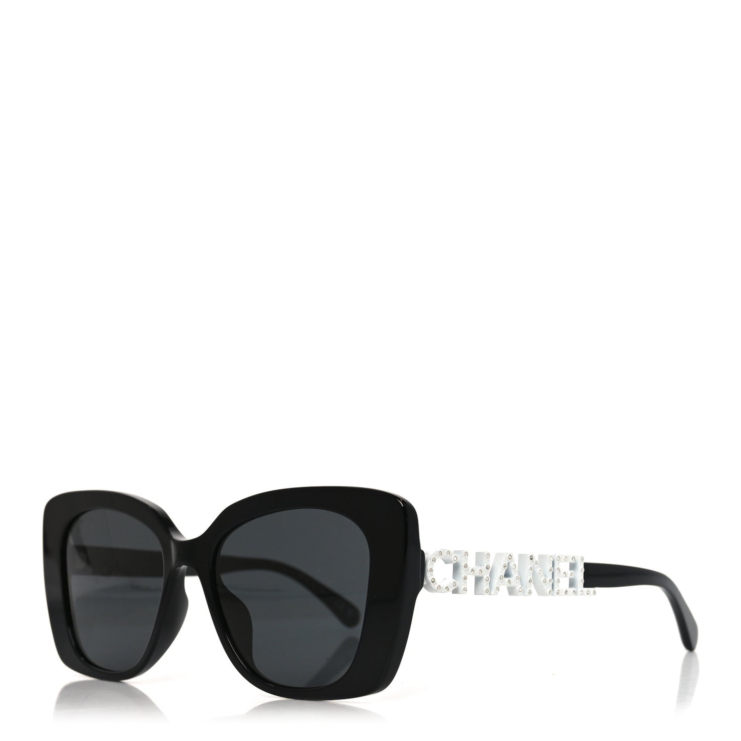 Acetate Strass Square Sunglasses 5422-B-A Black White