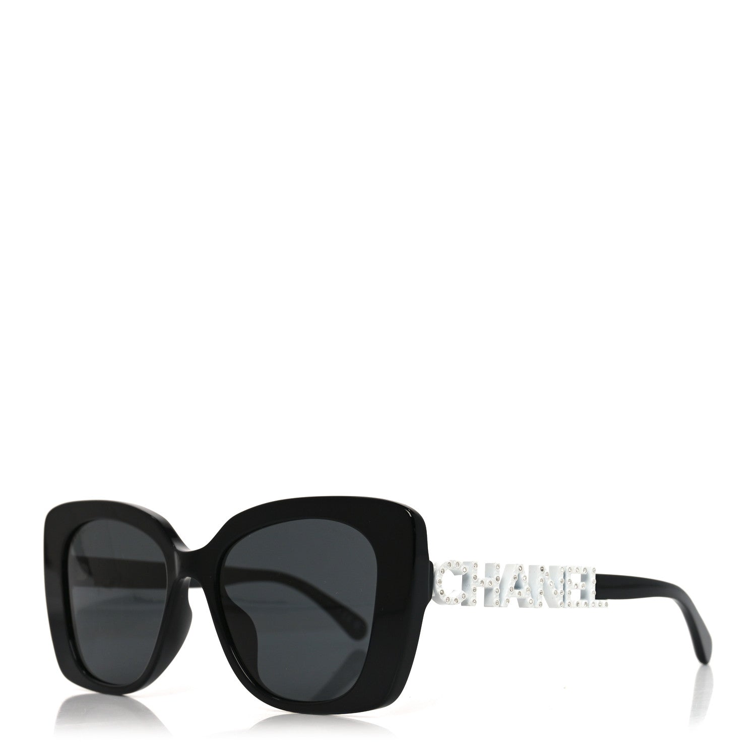 Chanel Acetate Strass Square Sunglasses 5422-B-A Black White 1 of 7