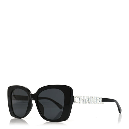 Chanel Acetate Strass Square Sunglasses 5422-B-A Black White 1 of 7