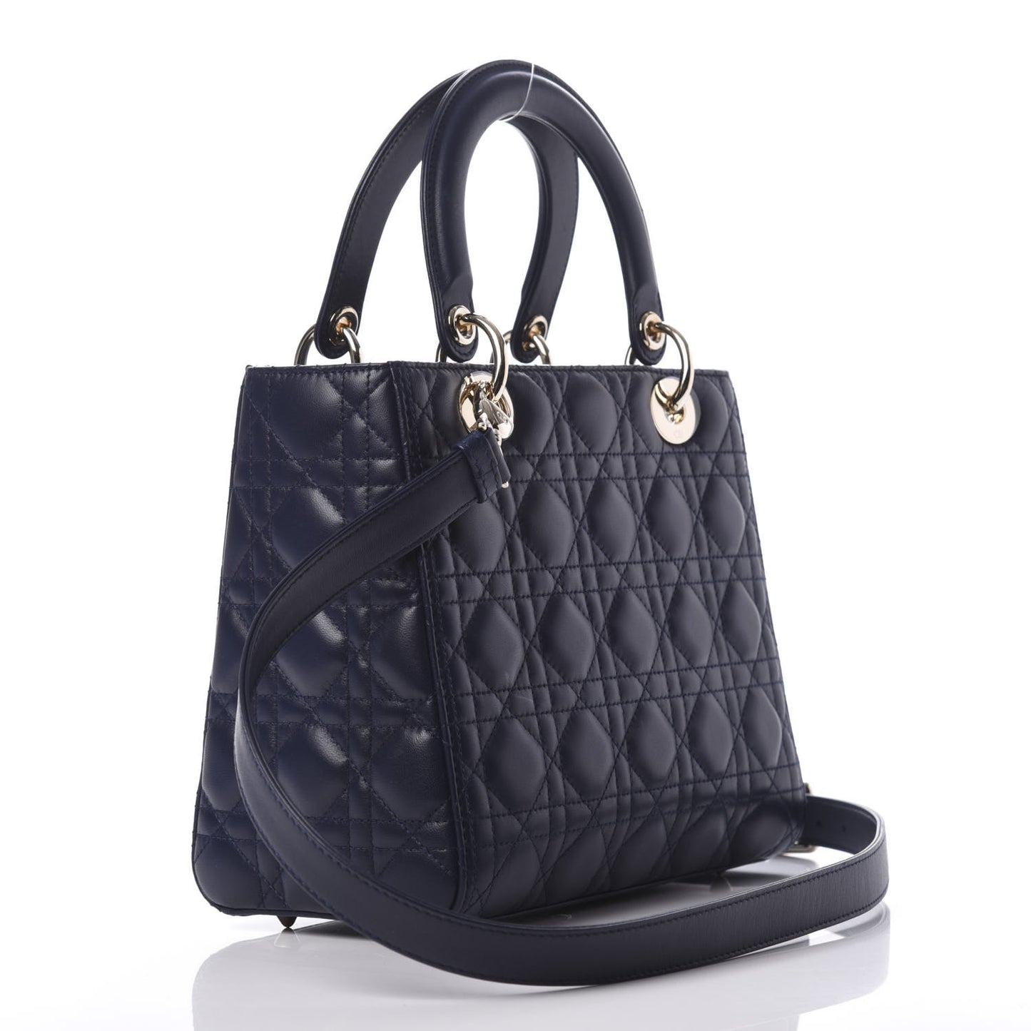 Lambskin Cannage Medium Lady Dior Navy Blue